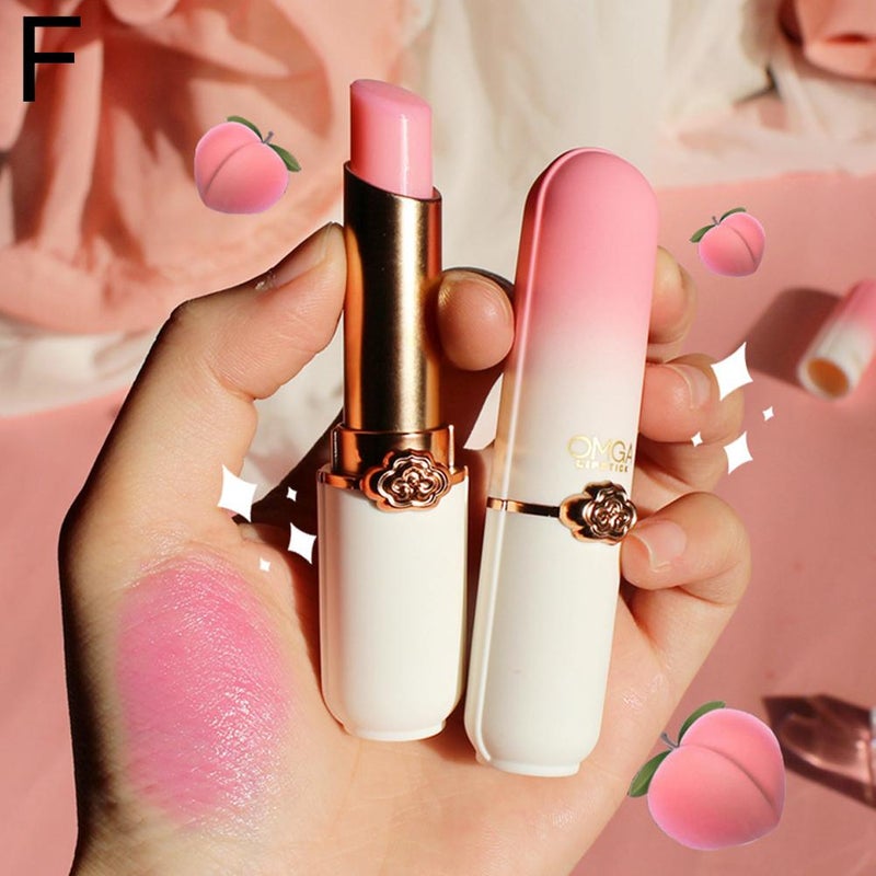 بلسم شفاه متغير اللون، أحمر شفاه هلامي، مرطب، مقاوم للماء، مستحضرات تجميل مرطبة، أحمر شفاه خوخي متغير الحرارة، مكياج، 3غ